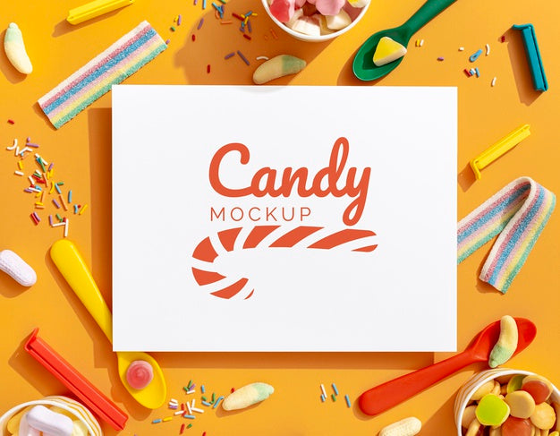 Free Sweet Candies Assortment With Mock-Up Psd