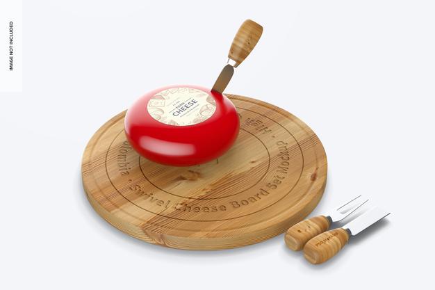 Free Swivel Cheese Board Set Mockup, Left View Psd