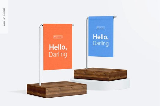 Free Table Hanging Signs Mockup Psd