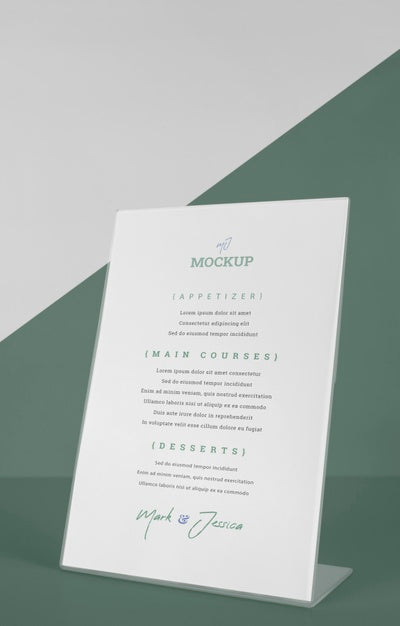 Free Table Menu Mock-Up Psd