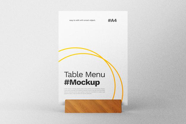 Free Table Menu Mockup Psd