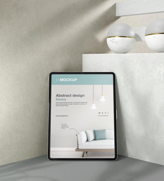 Free Tablet Mock-Up Assortment With Stone And Metallic Elements Psd