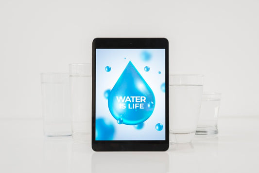 Free Tablet Mockup With Water Concept Psd