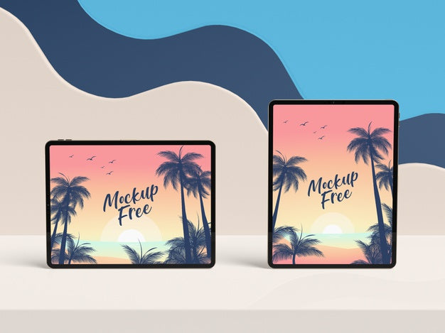 Free Tablets Arrangement Summer Concept Psd