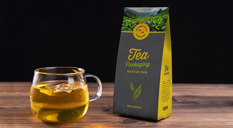 Free Tea Kraft Paper Packaging Mockup Psd