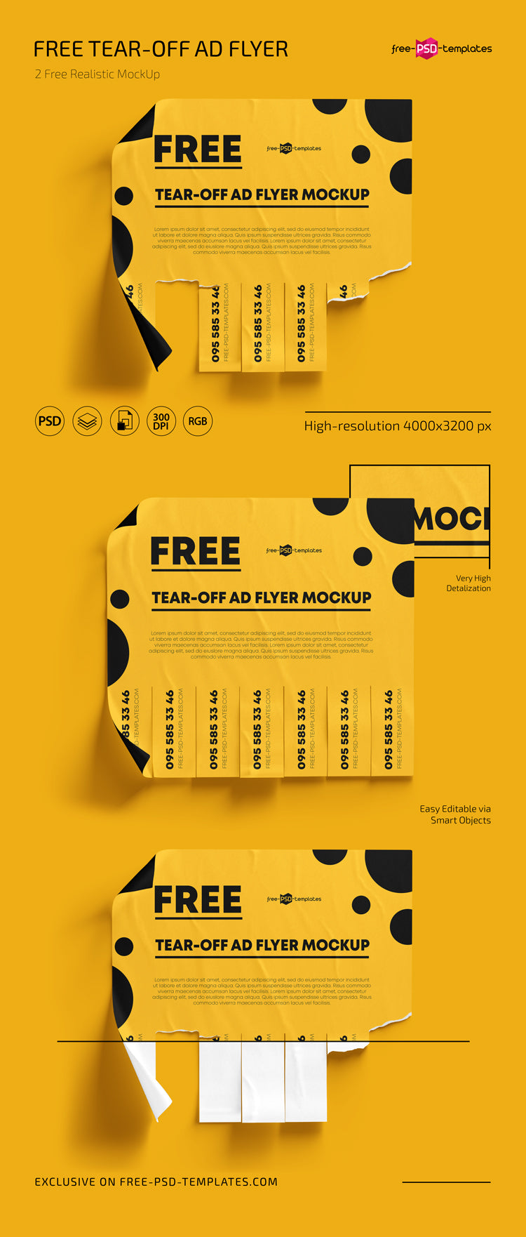 Free Tear-Off Ad Mockups In Psd