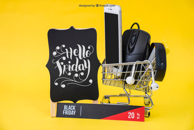 Free Technological Black Friday Mockup Psd