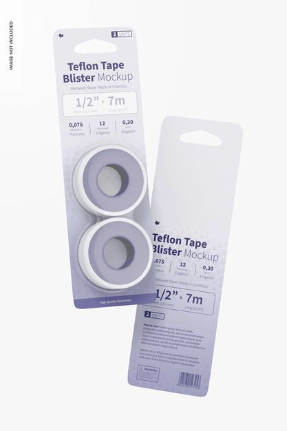 Free Teflon Tape Blisters Mockup, Floating Psd