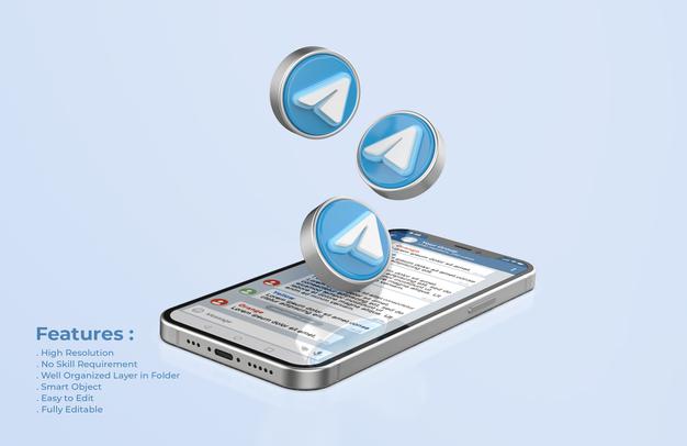 Free Telegram On Silver Mobile Phone Mockup Psd