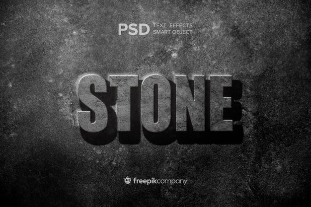 Free Text Effect Stone Mockup Psd