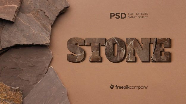 Free Text Effect Stone Mockup Psd