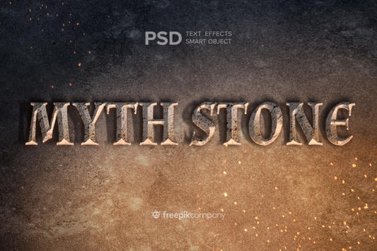 Free Text Effect Stone Mockup Psd