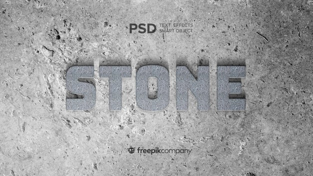 Free Text Effect Stone Mockup Psd