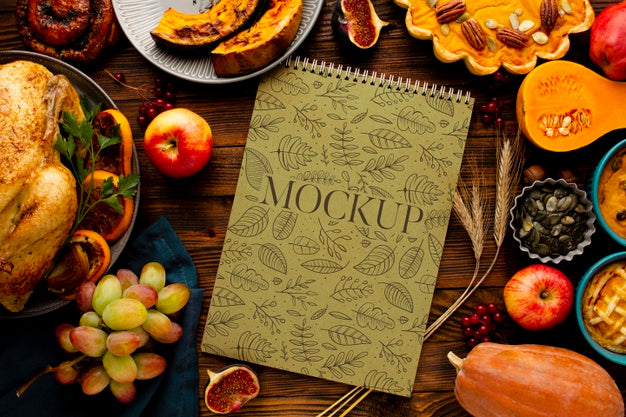 Free Thanksgiving Food Arrangement Flat Lay Psd