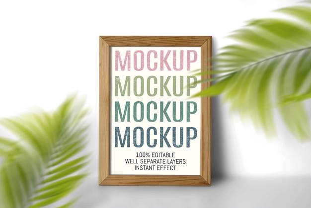 Free Thin Wood Frame Mockup Psd