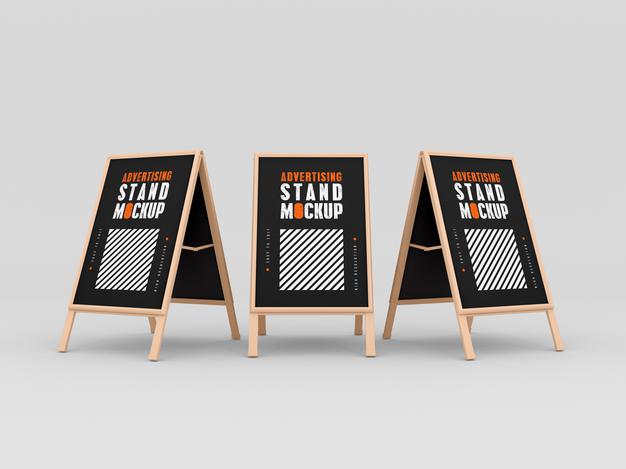 Free Three Advertising Stand Mockup Psd