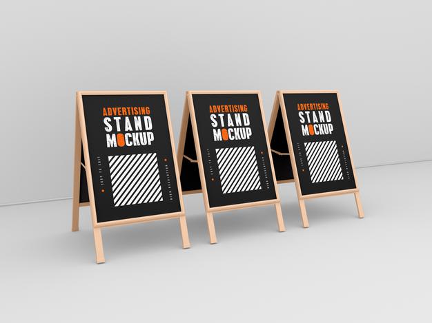 Free Three Advertising Stand Mockup Psd