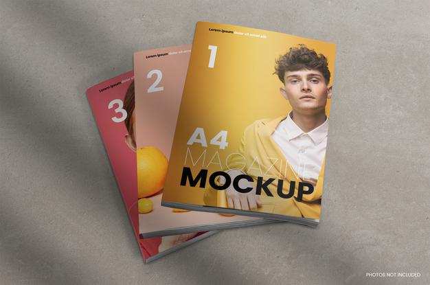 Free Three Magazines Mockup Psd