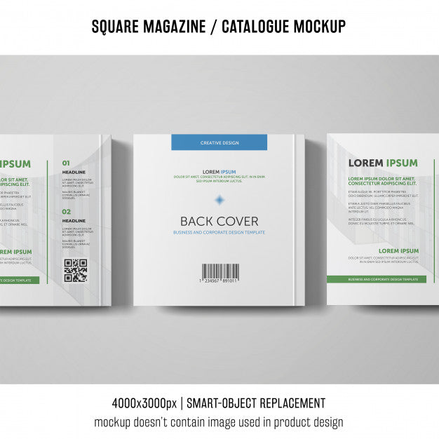 Free Three Square Magazine Or Catalogue Mockups Psd