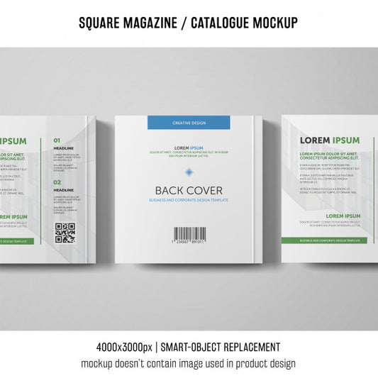 Free Three Square Magazine Or Catalogue Mockups Psd