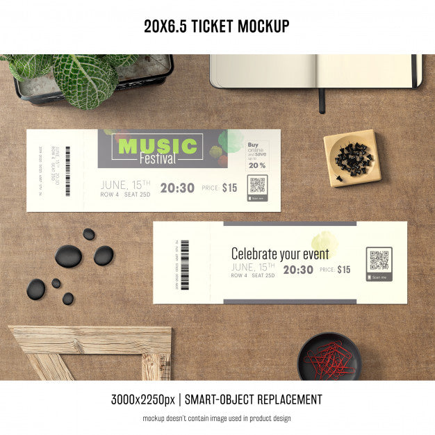 Free Ticket Mockup Psd