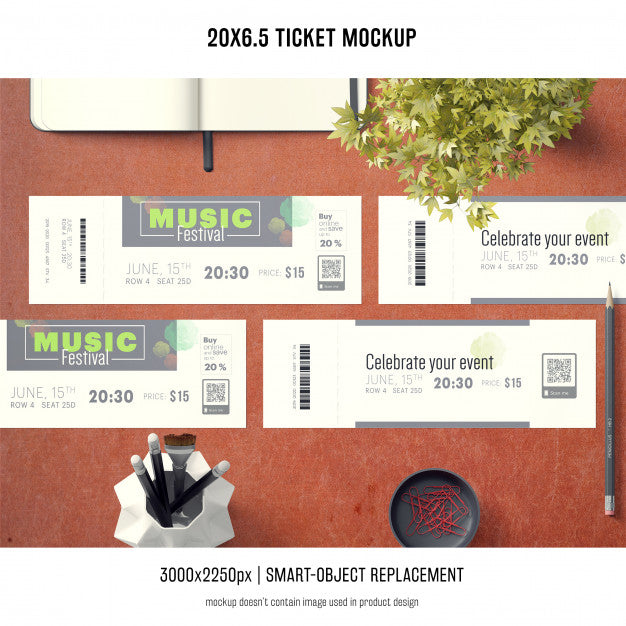 Free Ticket Mockup Psd