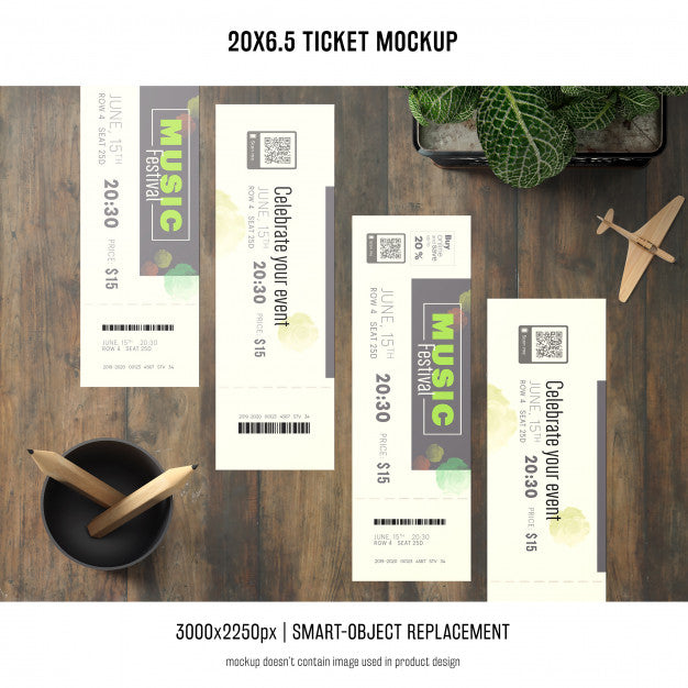 Free Ticket Mockup Psd