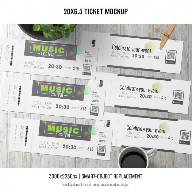 Free Ticket Mockup Psd