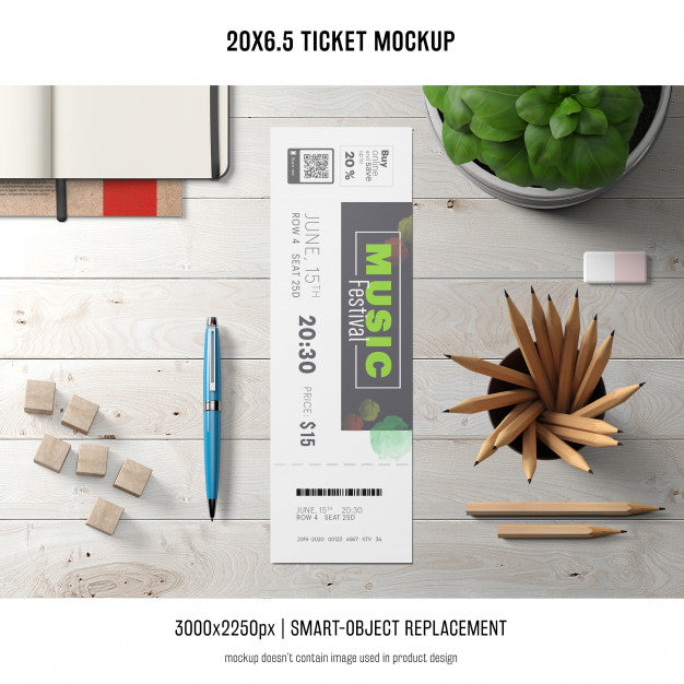 Free Ticket Mockup Psd