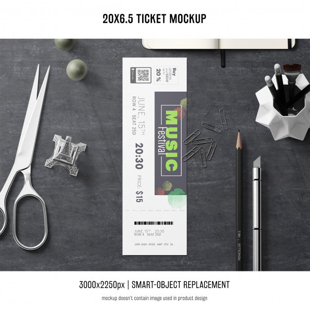 Free Ticket Mockup Psd