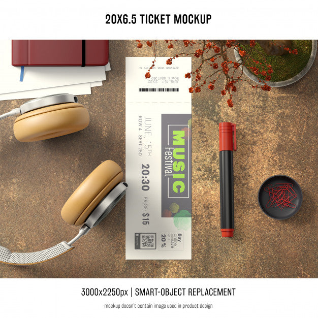 Free Ticket Mockup Psd