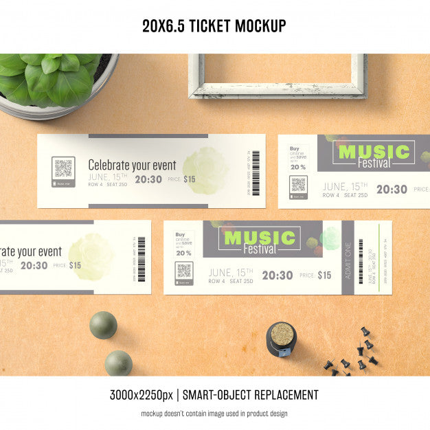 Free Ticket Mockup Psd