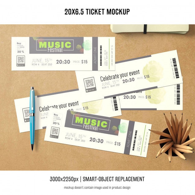 Free Ticket Mockup Psd