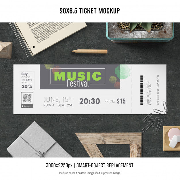 Free Ticket Mockup Psd