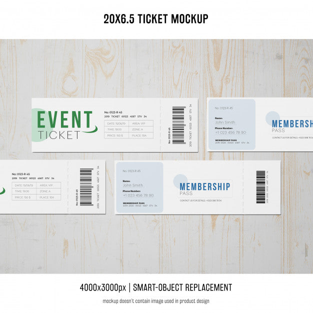 Free Ticket Mockup Psd