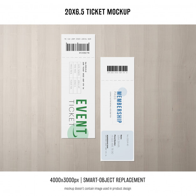 Free Ticket Mockup Psd