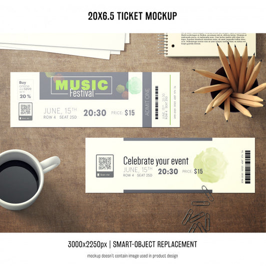 Free Ticket Mockup Psd