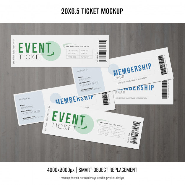 Free Ticket Mockup Psd