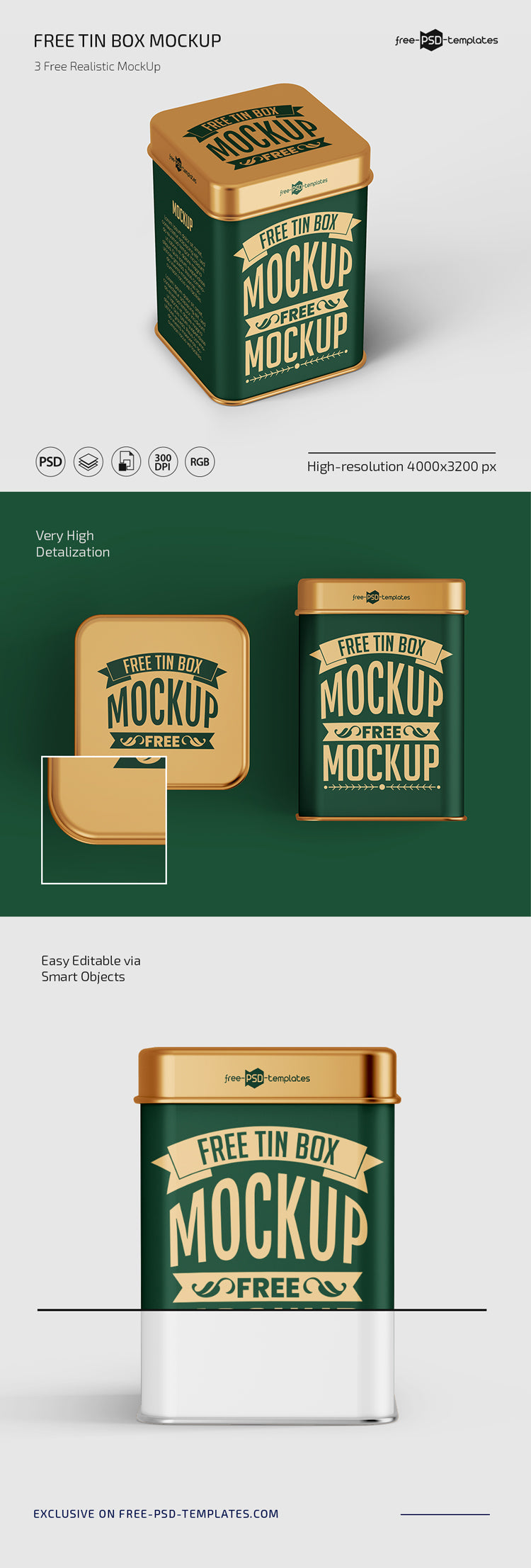 Free Tin Box Mockup Set