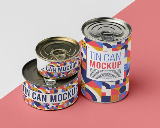 Free Tin Cans Stacked Psd