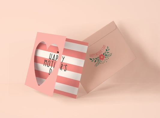 Free Top View Arrangement For Mother'S Day With Card Psd