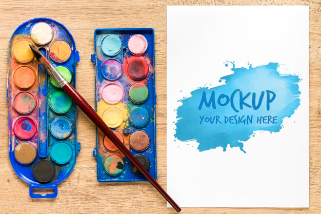 Free Top View Artistic Aquarelle With Mock-Up Psd