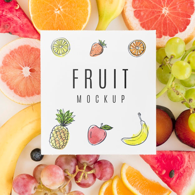 Free Top View Assortment Of Organic Fruits With Mock-Up Psd