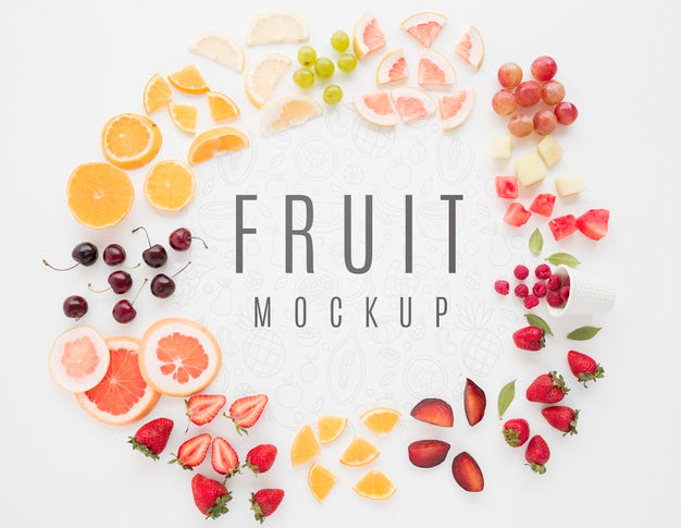 Free Top View Assortment Of Organic Fruits With Mock-Up Psd