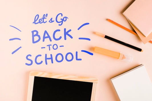 Free Top View Back To School With Chalkboard Psd