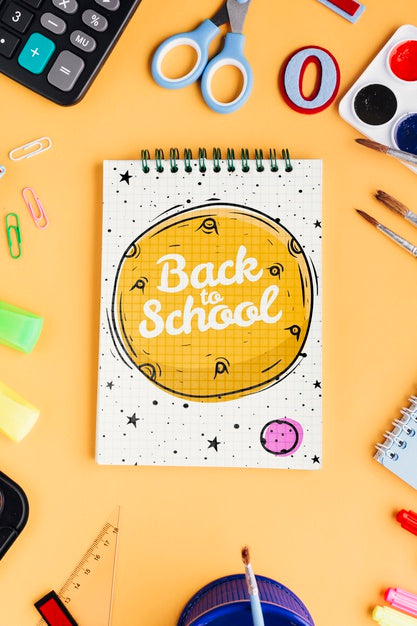 Free Top View Back To School With Notepad Psd