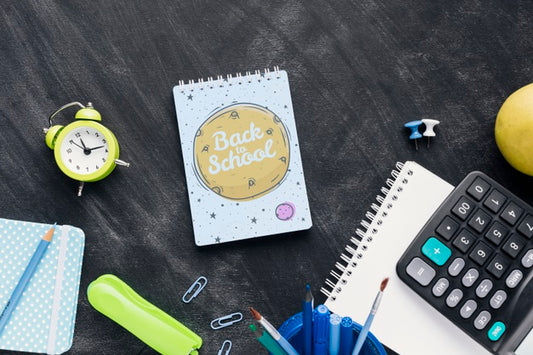 Free Top View Back To School With Notepad Psd