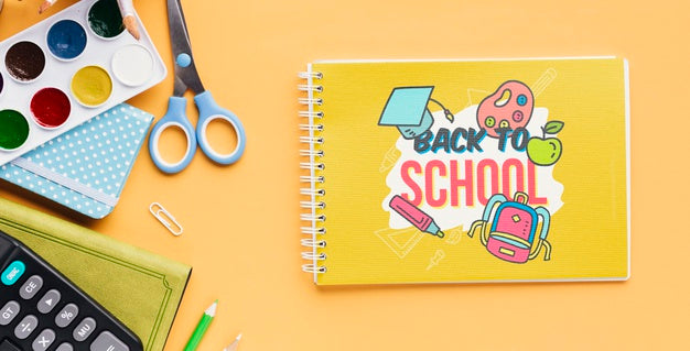 Free Top View Back To School With Notepad Psd