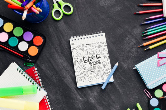 Free Top View Back To School With Notepad Psd