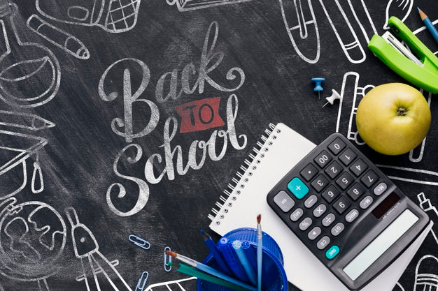 Free Top View Back To School With Office Supplies Psd